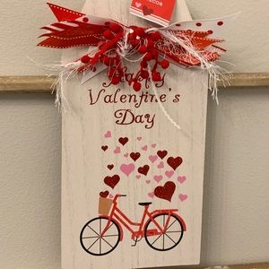 Valentines red pink bicycle wall door hanging